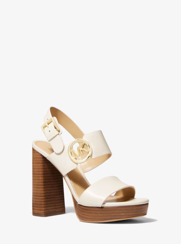 Damske Sandále Michael Kors Summer Leather Platform Krém - Topanky Michael Kors Vypredaj | ZLVPD-4012